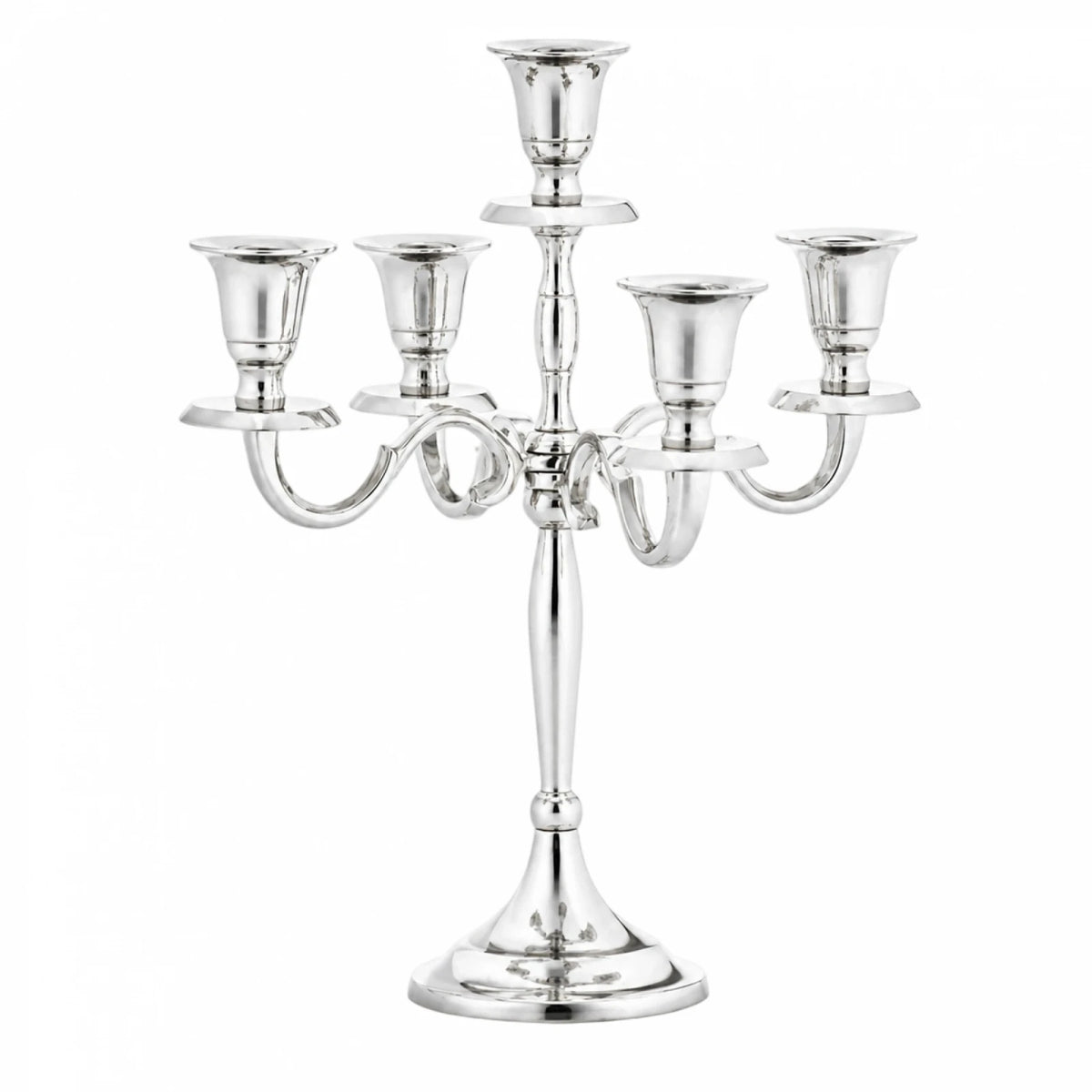 Silver Aluminium Candelabra 28.5cm | Five-Arm Table Candle Holder
