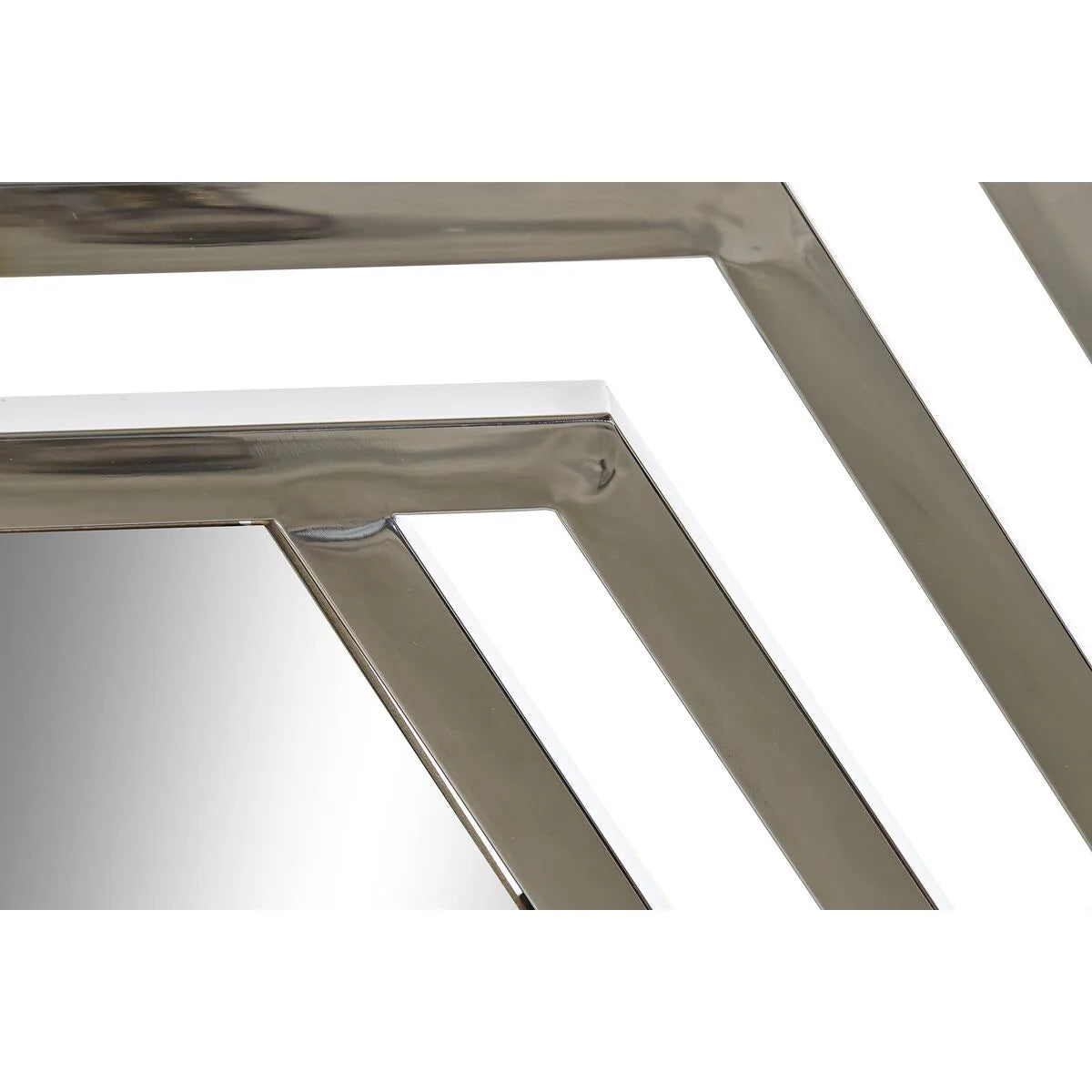 Layered Hexagon Steel Wall Mirror 71x81cm | Silver Geometric Wall Mirror