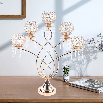 Crystal Candelabra 62cm | Tall Five-Arm Crystal Candlestick Centrepiece
