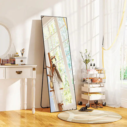 Full-Length Mirror 50x160cm | Tall Black Leaning or Wall-Mounted Mirror