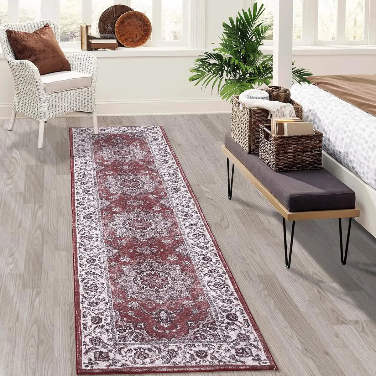 Rothe Heritage runner, burgundy Persian medallion design