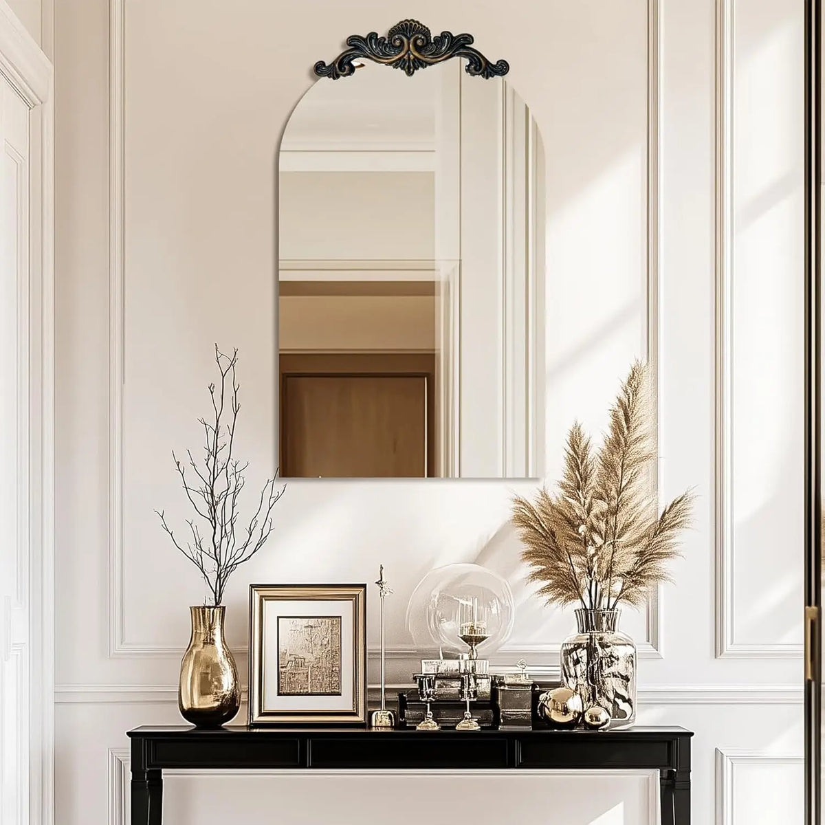 Arched Wall Mirror 60x120cm | Tall Arch Mirror with Ornate Crest