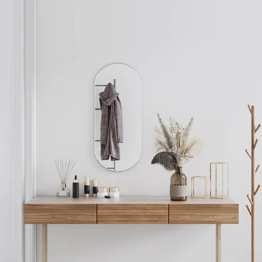 Oval Wall Mirror 80x35cm | Slim Gold, Black or Silver Framed Oval Mirror