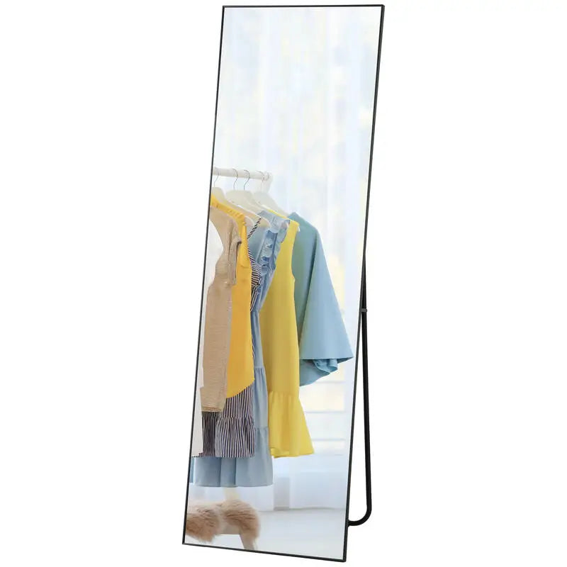 Full-Length Mirror 50x160cm | Tall Black Leaning or Wall-Mounted Mirror