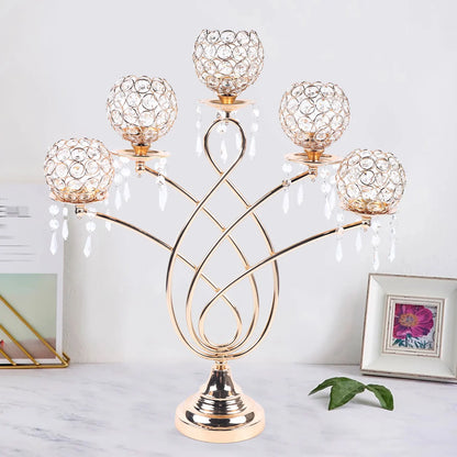 Crystal Candelabra 62cm | Tall Five-Arm Crystal Candlestick Centrepiece