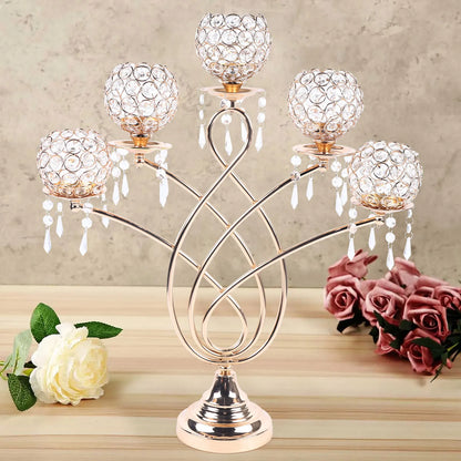Crystal Candelabra 62cm | Tall Five-Arm Crystal Candlestick Centrepiece