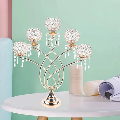 Crystal Candelabra 62cm | Tall Five-Arm Crystal Candlestick Centrepiece