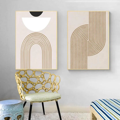 Boho Abstract Canvas Triptych 60x90cm | Set of Three Framed Wall Art Panels