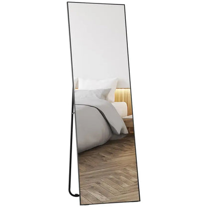 Full-Length Mirror 50x160cm | Tall Black Leaning or Wall-Mounted Mirror