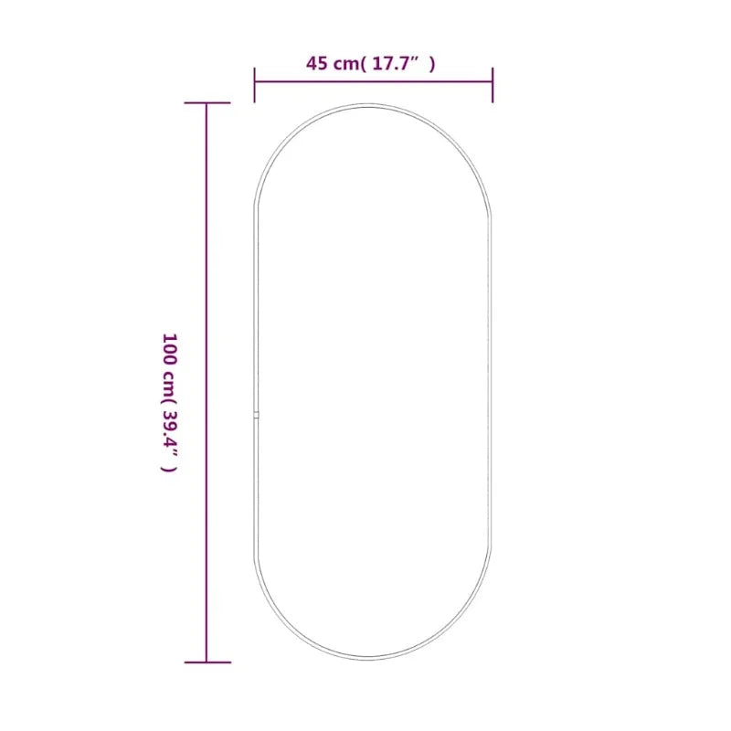 Oval Wall Mirror 80x35cm | Slim Gold, Black or Silver Framed Oval Mirror