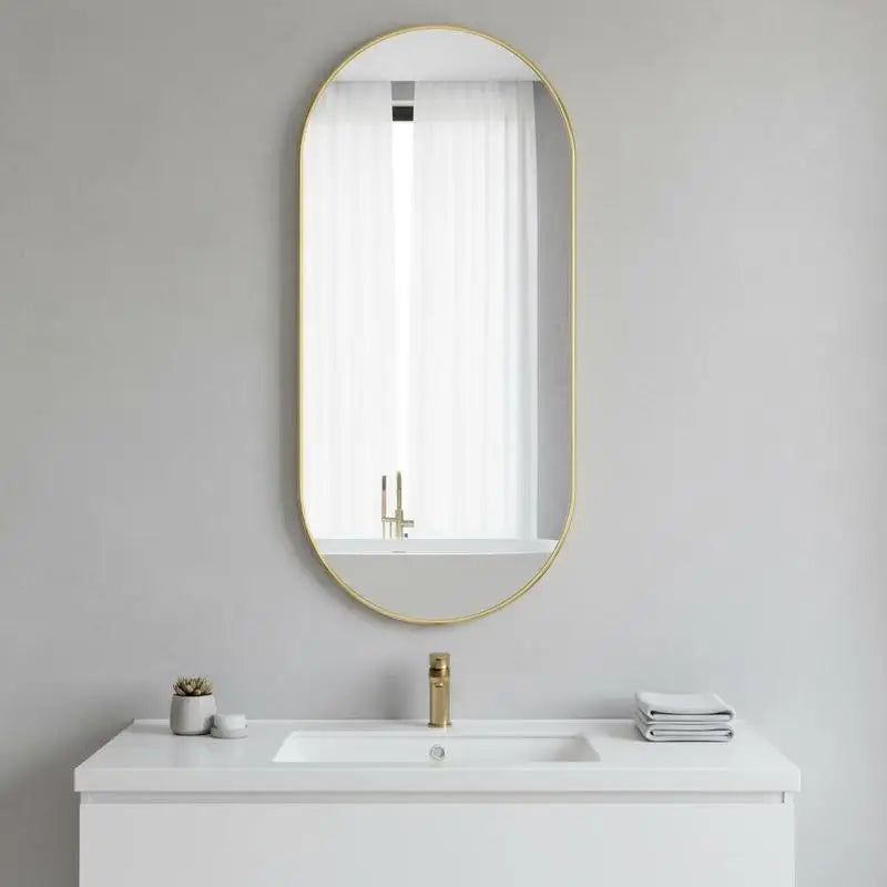 Oval Wall Mirror 80x35cm | Slim Gold, Black or Silver Framed Oval Mirror