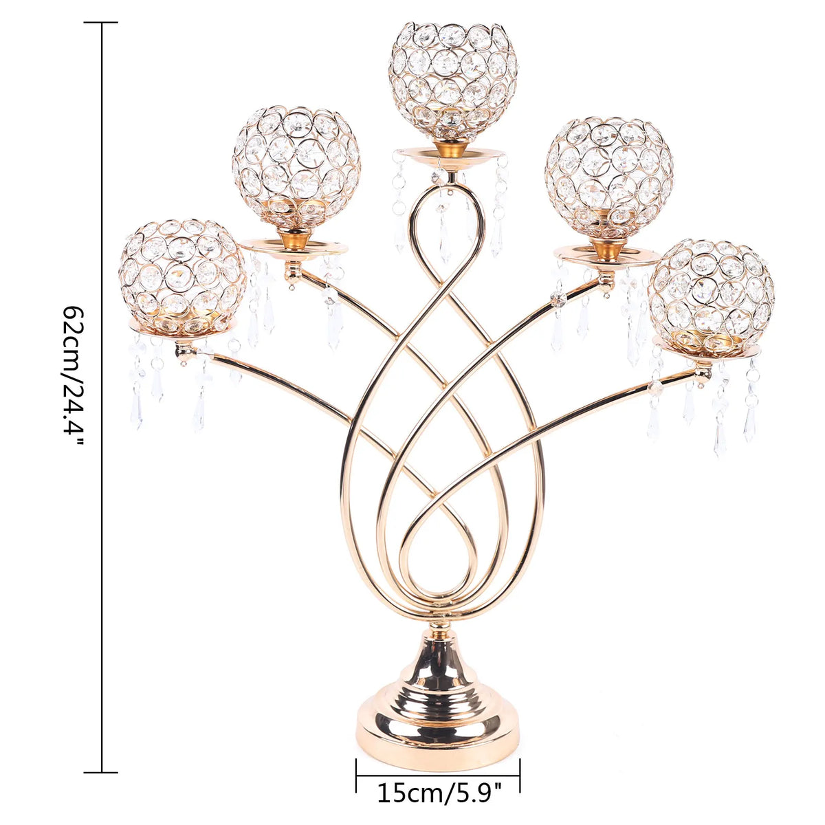 Crystal Candelabra 62cm | Tall Five-Arm Crystal Candlestick Centrepiece
