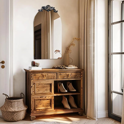 Arched Wall Mirror 60x120cm | Tall Arch Mirror with Ornate Crest