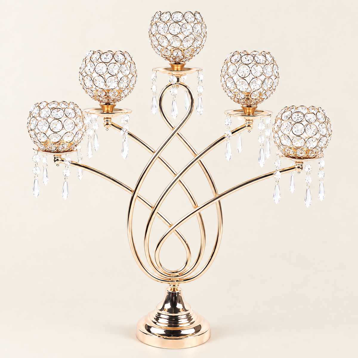 Crystal candelabra 62cm with five crystal tealight cups