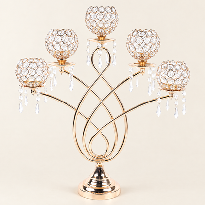 Crystal candelabra 62cm with five crystal tealight cups