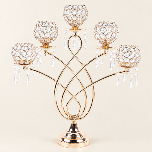 Crystal candelabra 62cm with five crystal tealight cups