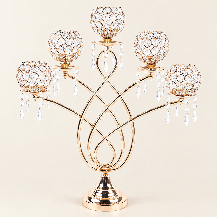 Crystal candelabra 62cm with five crystal tealight cups