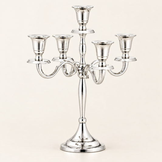 Silver five-arm candelabra