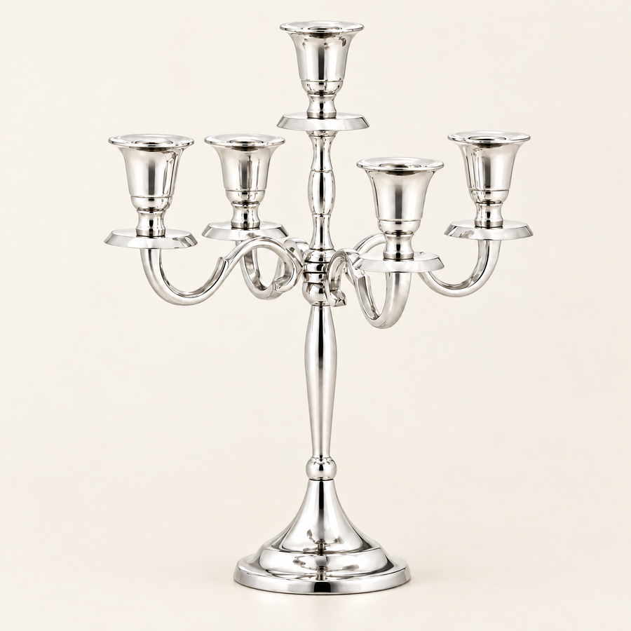 Silver five-arm candelabra