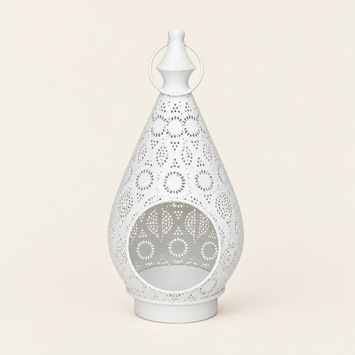 White Arabic openwork candle lantern 28.5cm
