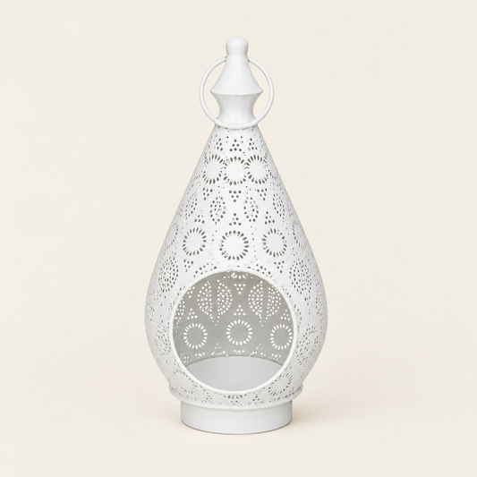 White Arabic openwork candle lantern 28.5cm