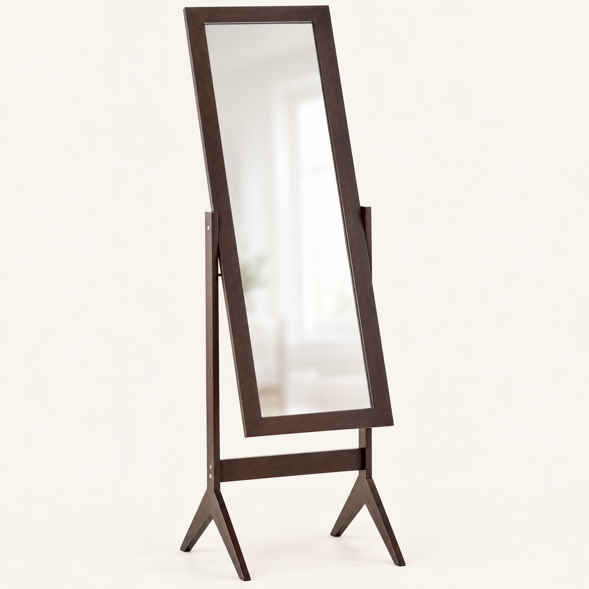 Freestanding tilting cheval mirror 148cm, dark wood