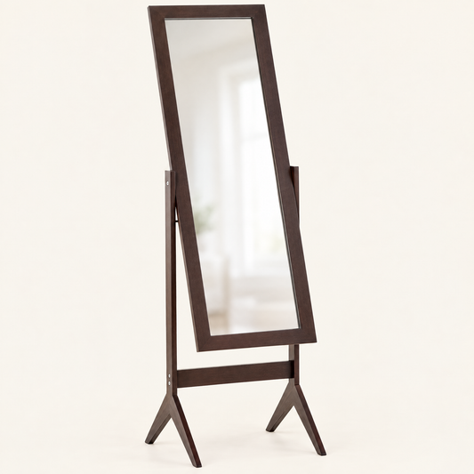 Freestanding tilting cheval mirror 148cm, dark wood