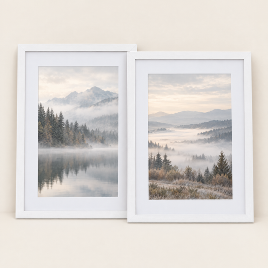 Pair of white wooden picture frames 30x40cm