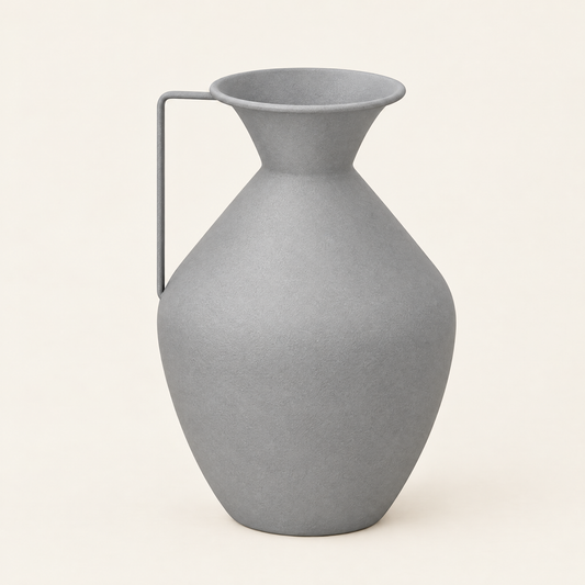 Sansa matte grey iron vase 36cm with handle