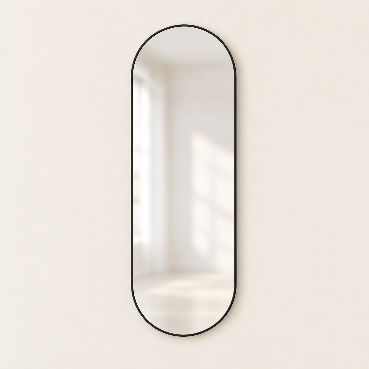 Slim oval wall mirror 80x35cm in ink black