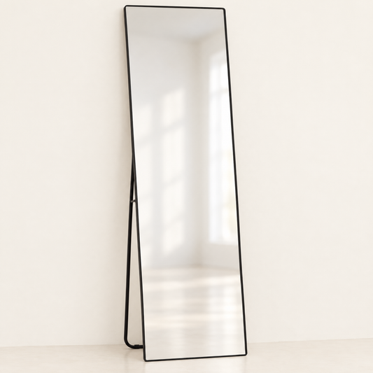 Full-length black framed leaning mirror 50x160cm