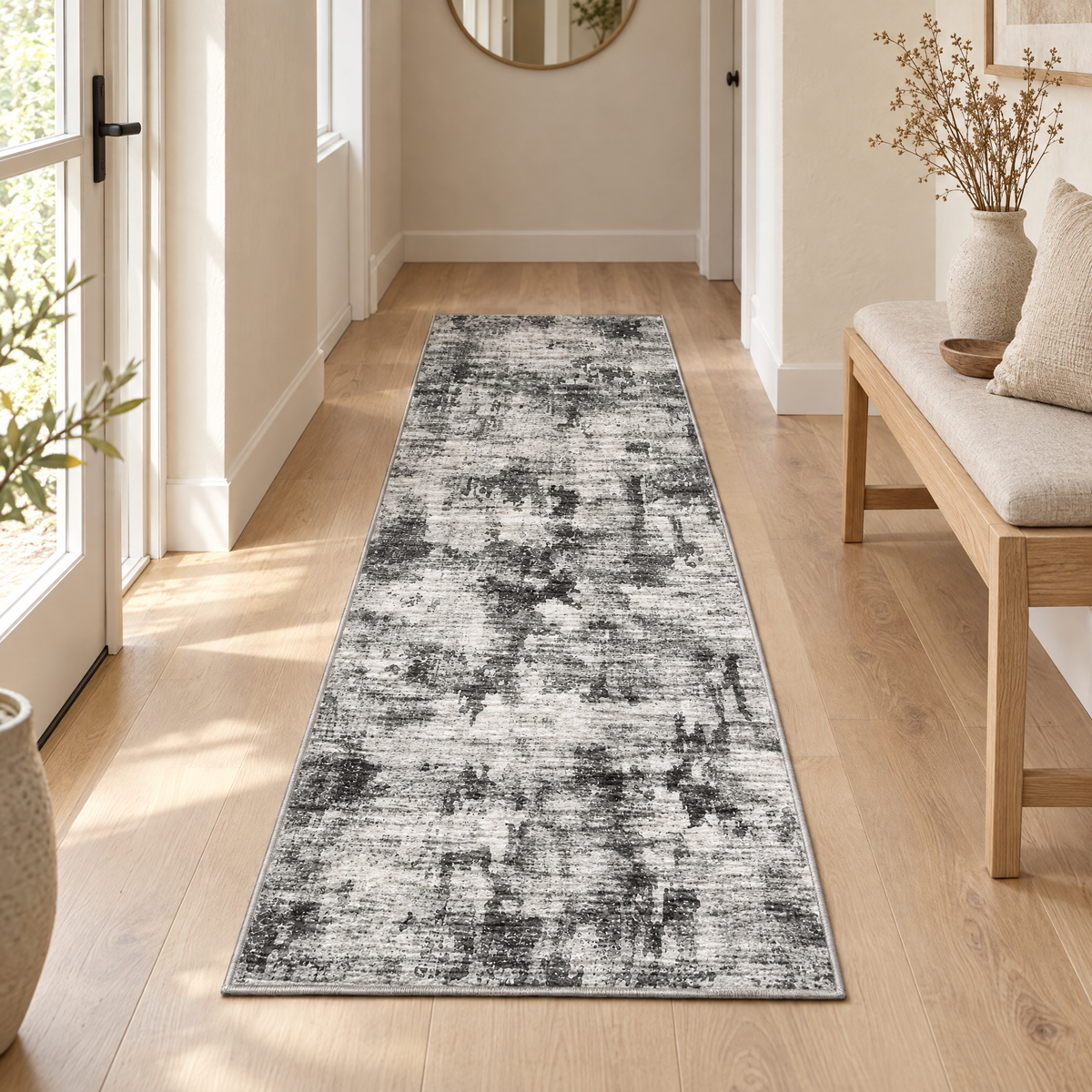 Storm Cloud runner in a calm entrance hallway
